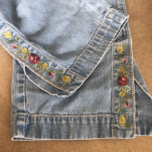 J. Jill High Rise  Embroidered Leg Denim Jeans  10 - Picture 2 of 8